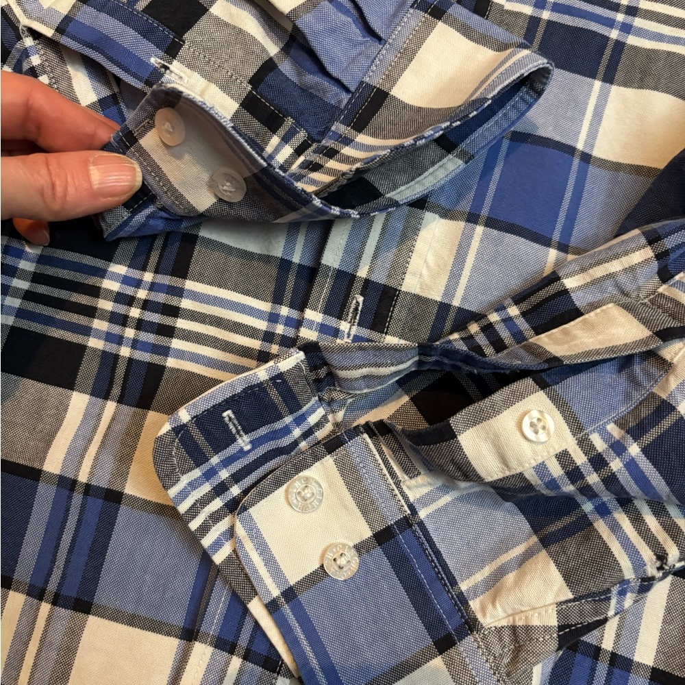 Cinch Men's Blue, Black, and White Plaid Shirt - Picture 3 of 6